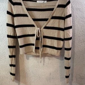 Altar'd State Black and Cream Knit Sweater